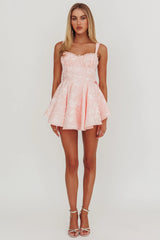 All To You Jacquard Bow Romper Pink