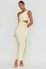 Abloom One Shoulder Satin Maxi Dress Butter