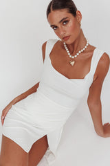 Giavanna Thigh Split Mini Dress White